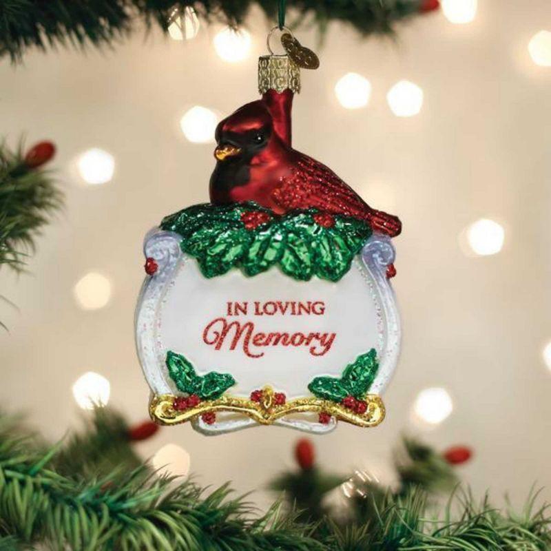 Old World Christmas 4.0 Inch Memorial Cardinal In Loving Memory Tree Ornaments