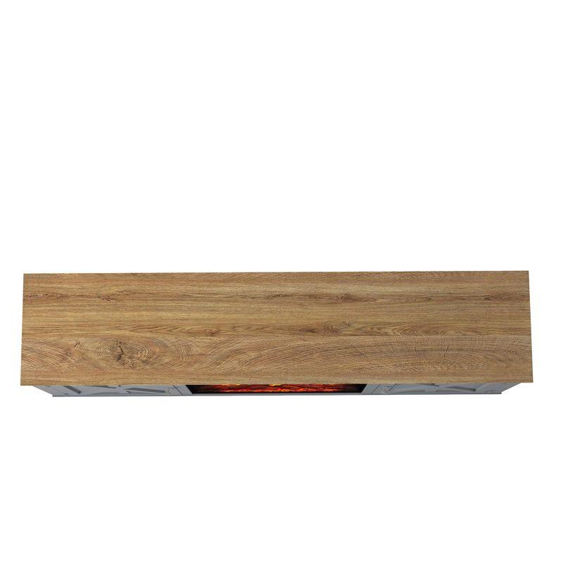 Farmhouse Wooden with Electric Fireplace Gray - Festivo: Entertainment Center, Holds TV Stand for TVs up to 75"