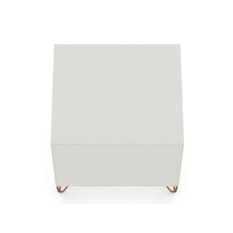 Set of 2 Rockefeller 1 Drawer Nightstands Off White/Nature - Manhattan Comfort