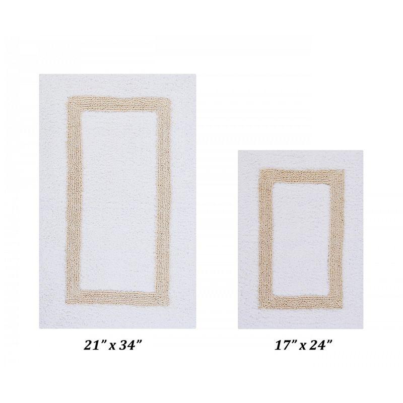 White and Sand Cotton Reversible Bath Rug Set