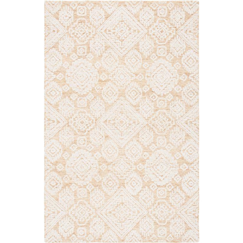 Ivory and Gold Hand-Tufted Wool 6' x 9' Area Rug