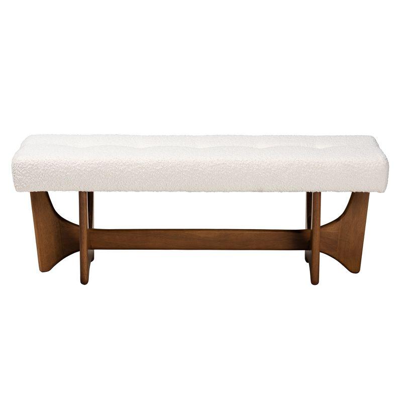 Baxton Studio Theo Japandi Cream Boucle Fabric and Walnut Brown Finished Wood Bench