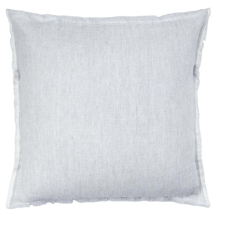 Light Grey Fringe Soft Linen Pillow with Down Insert 20x20