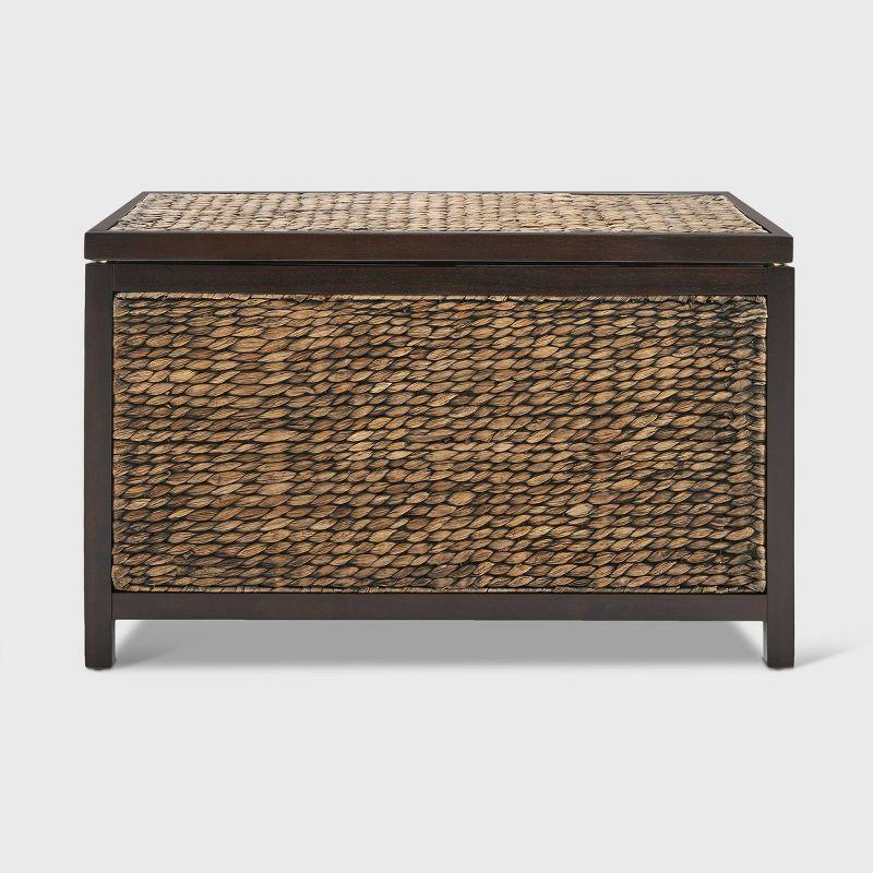 ClickDecor Wilson Storage Trunk Rustic Wicker Black: Farmhouse Style, No Assembly, Anti-Tip Hardware, 18x30x16"
