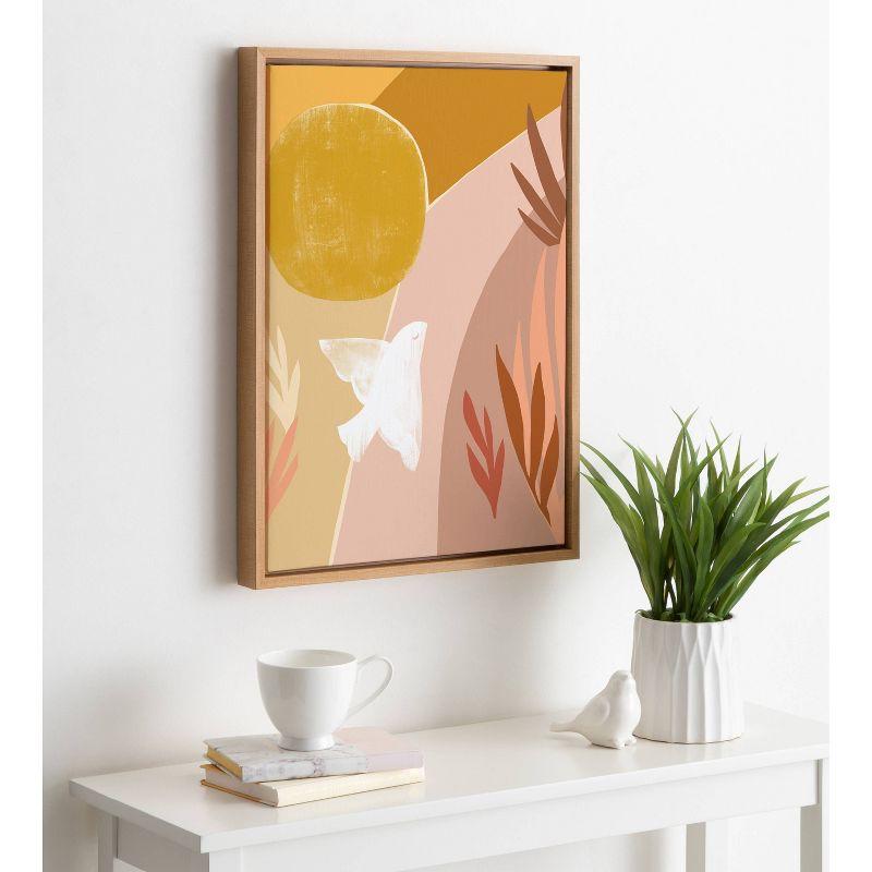 18" x 24" Sylvie Sunrise Dove Framed Canvas by Kate Aurelia Holloway Natural - Kate & Laurel All Things Decor: Modern Style