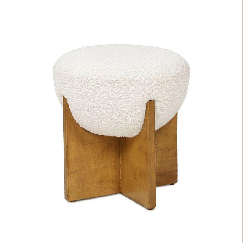 Jennifer Taylor Home Bali Round Upholstered Ottoman with Natural Wood Base