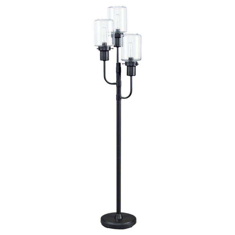 Jaak Metal Floor Lamp Bronze - Signature Design by Ashley: 3-Light, Glass Shades, Edison Bulbs