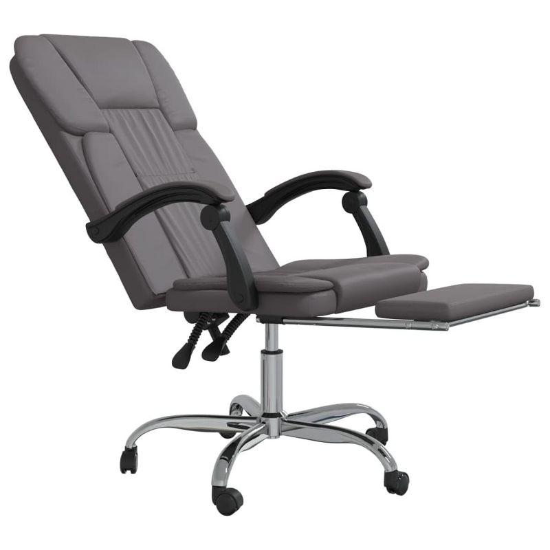 vidaXL Reclining Office Chair- Adjustable, Swivel Design with Rolling Castors, Grey Faux Leather, Metal and Plywood Frame