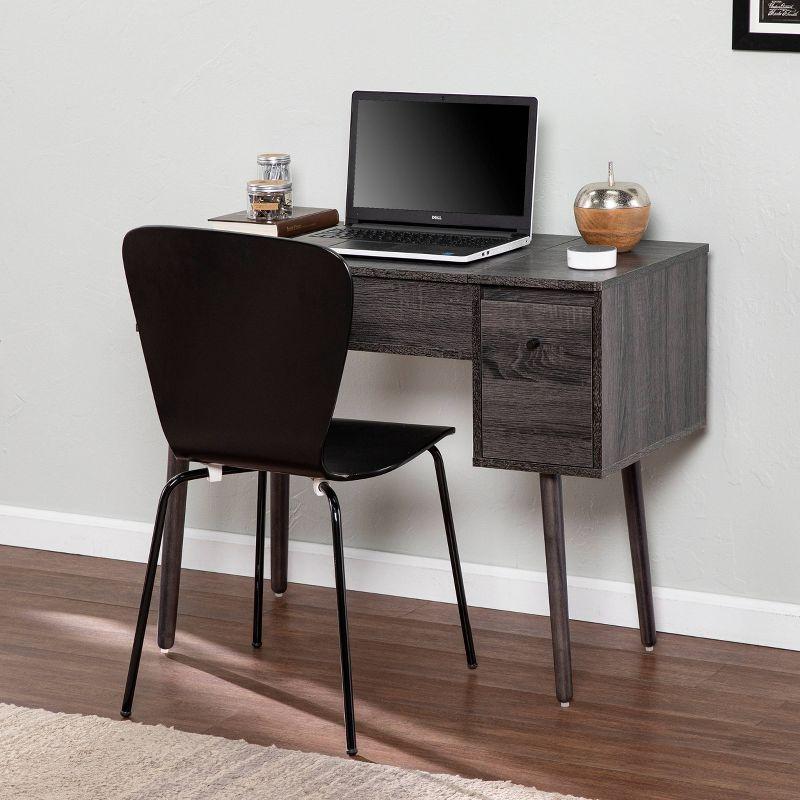 Harzen Storage Vanity with Mirror Black - Holly & Martin: Hidden Compartment, Telescoping Legs