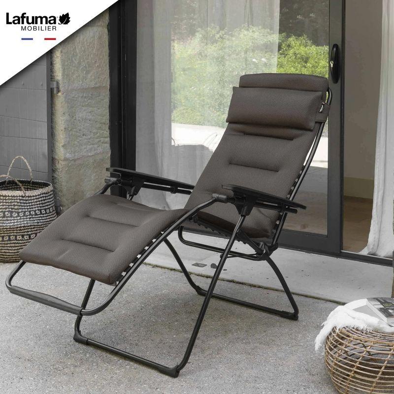 Lafuma Futura Air Comfort Outdoor Zero Gravity Steel Folding Recliner Chair for Camping, Backyards, Patio, Lawn, and Garden, Taupe