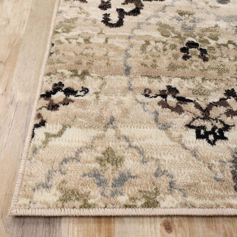 Modern Floral Damask Indoor Runner or Area Rug - Blue Nile Mills