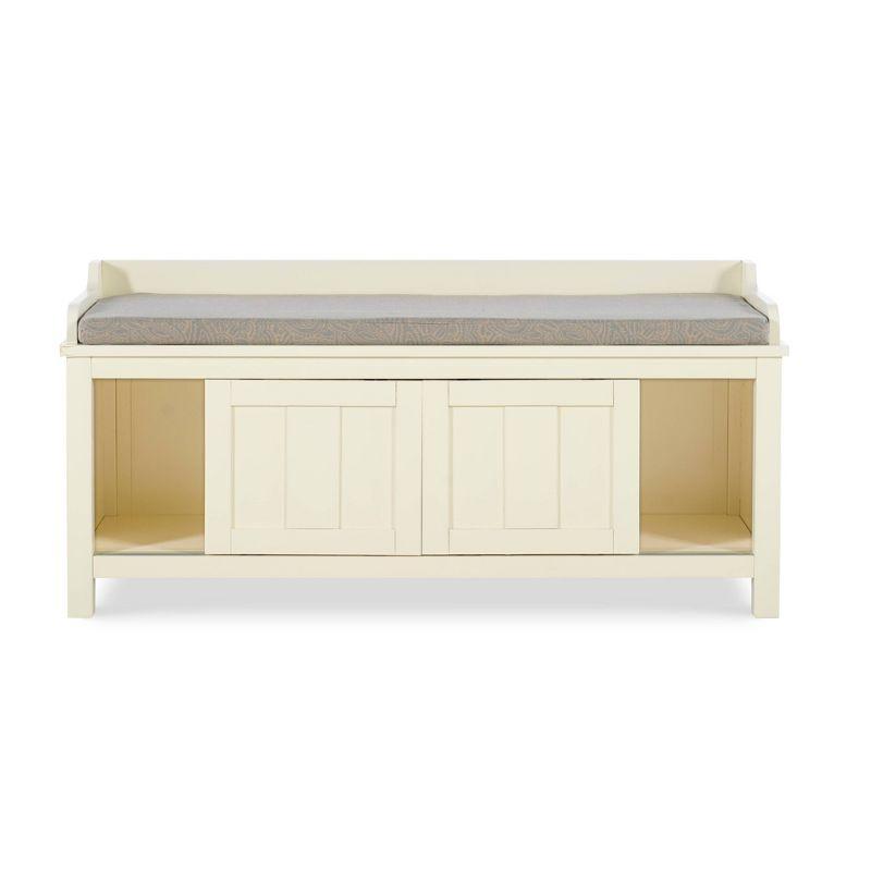 45" Lakeville Antique Solid Wood Storage Bench with Cushion, Entryway Seating - Linon