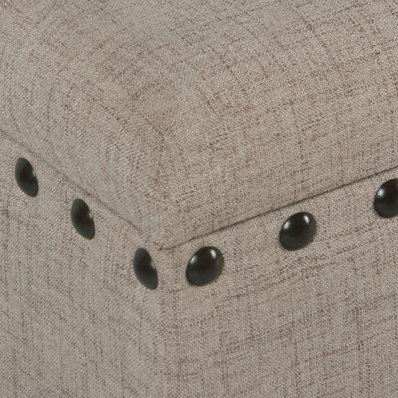 Large Storage Bench with Nailhead Trim Tan - HomePop: Upholstered Ottoman, Bedroom Accent Furniture, Foam Cushioned Seating