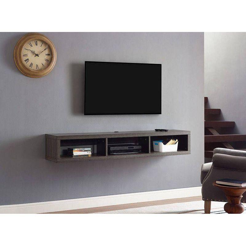 Contemporary 60" Gray Laminated Wood Floating TV Console