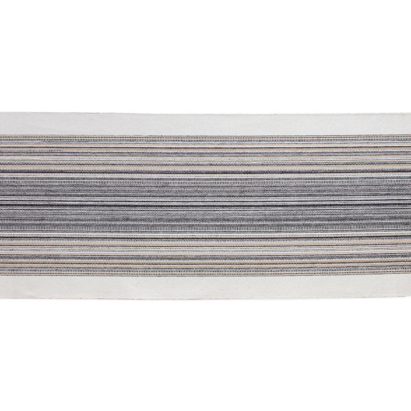 Design Imports  Black Striped Fringe Ribbed Table Runner 14X72