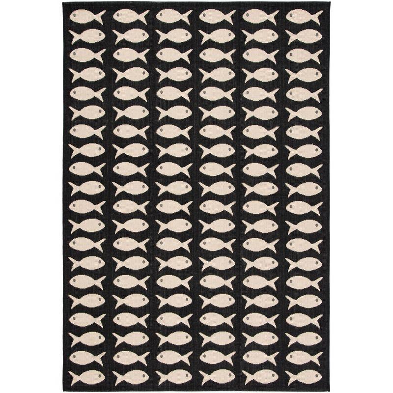 Courtyard CY6013 Power Loomed Indoor and Outdoor Accent Rug - Black/Beige - 2'x3'7" - Safavieh