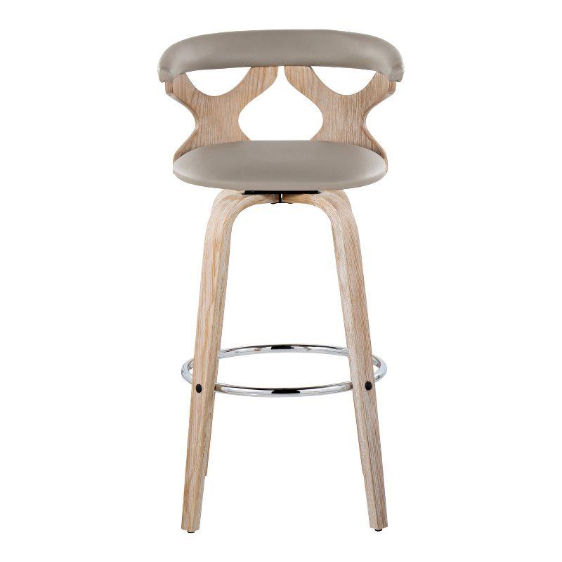 Set of 2 Gardenia Barstools White Wash/Light Gray PU: LumiSource, Fixed-Height, Swivel, Contemporary Design