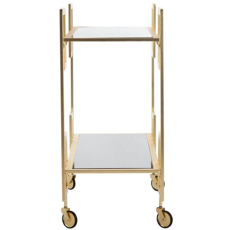 Eliza 2 Tier Bar Cart - Matte Brass/Glass - Safavieh