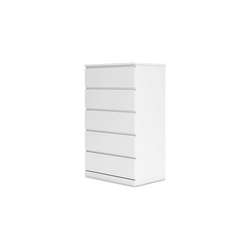 White Modern 5-Drawer Tall Dresser with Ball Bearing Glides