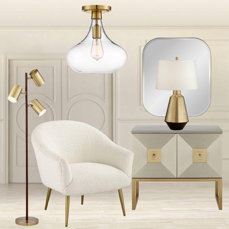 Possini Euro Design Cecil Modern Ceiling Light Semi Flush Mount Fixture 11" Wide Warm Brass Clear Glass for Bedroom Kitchen Living Room Hallway House