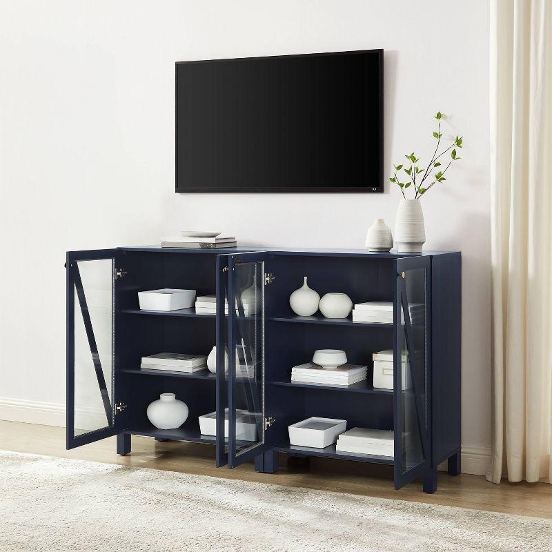 Navy 60" Media Sideboard Cabinet with Glass Doors and Shelves