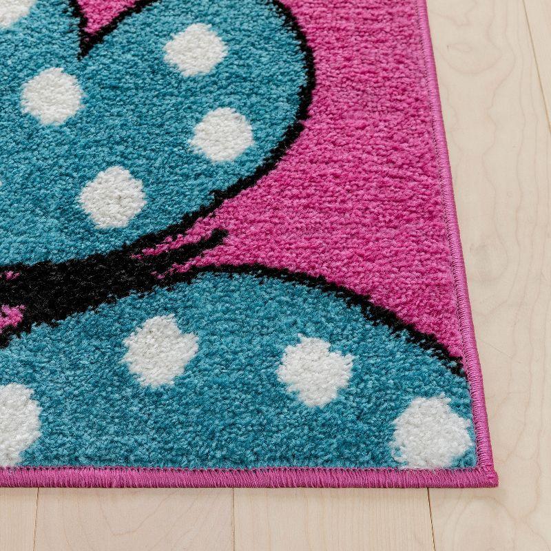 Well Woven Modern Daisy Butterflies Bright Kids Room Carpet Soft Durable 3'3" x 5' Pink Area Rug