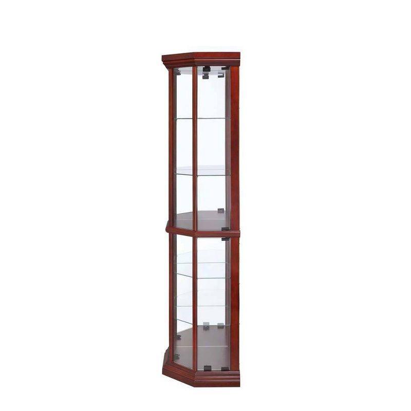 Coaster Appledale Traditional 6 Shelf Corner Curio Cabinet with Glass Doors Medium Brown
