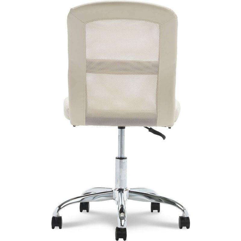 Cream Faux Leather and Mesh Swivel Ergonomic Task Chair