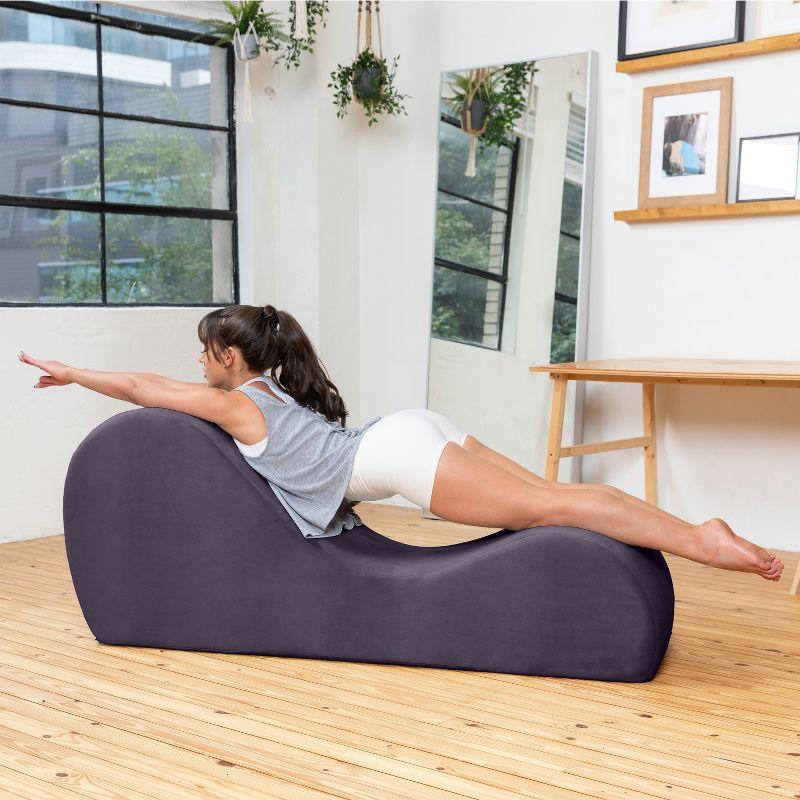 Avana Sleek Chaise Lounge for Yoga - Made in The USA - Great for Stretching, Relaxation, Exercise & More, 60D x 18W x 26H Inch, Aubergine