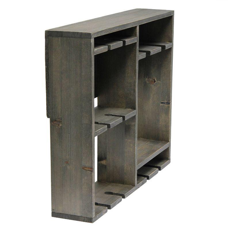 Bartow Wall Mounted Wood Wine Rack Shelf with Glass Holder Gray Wash - Elegant Designs