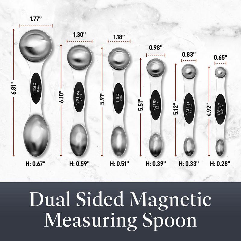 6 pc magnetic measuring spoon stainless steel