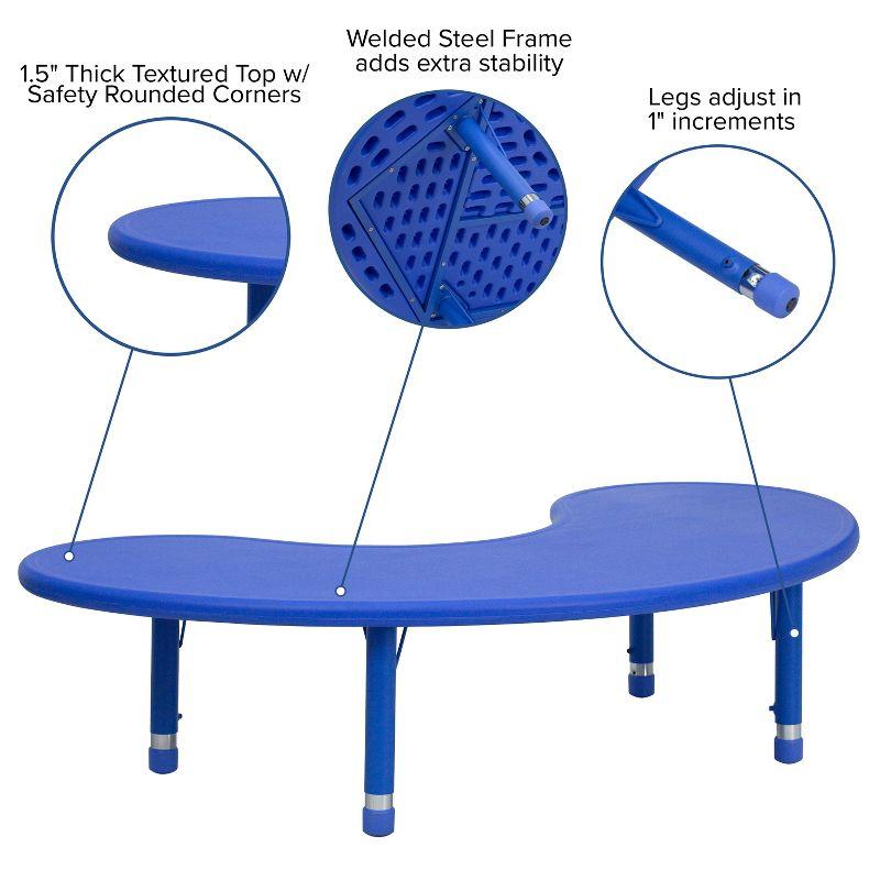 35"Wx65"L Half-Moon Plastic Adjustable Activity Table-School Table for 8