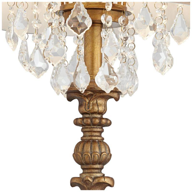 Barnes and Ivy Duval Traditional Table Lamp 33" Tall Aged Gold Candlestick Crystal Fabric Bell Shade for Bedroom Living Room Bedside Office Family