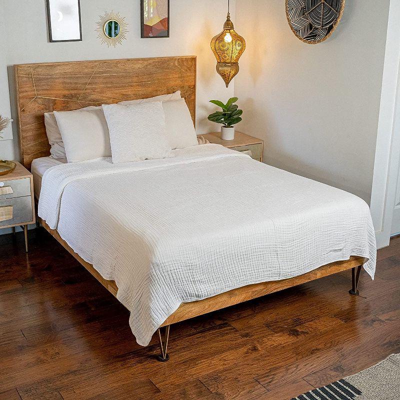 Muslin Blanket for Adults, Extra Large Throw 50" x 60" By Comfy Cubs - White