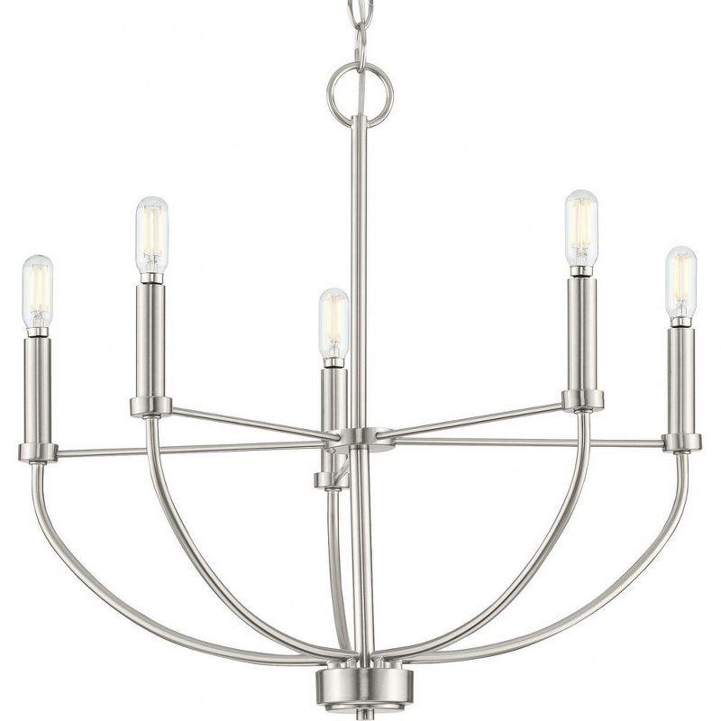 Progress Lighting Leyden 5-Light Farmhouse Chandelier, Brushed Nickel, No Shade