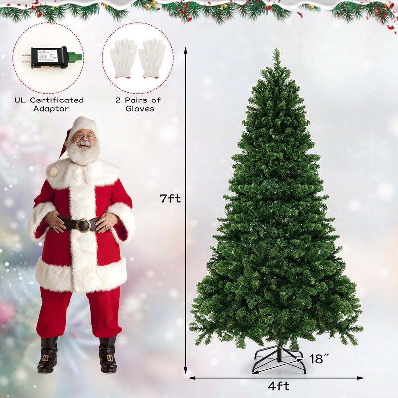 Costway Artificial 7ft Xmas Tree PVC Branch Tips 700 LED Lights