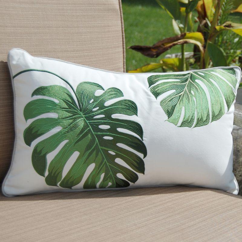 RightSide Designs Tropical Green Monstera Indoor/Outdoor Lumbar Throw Pillow