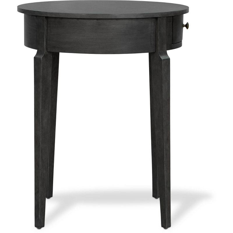 Elegant Charcoal Round Side Table with Storage Drawer