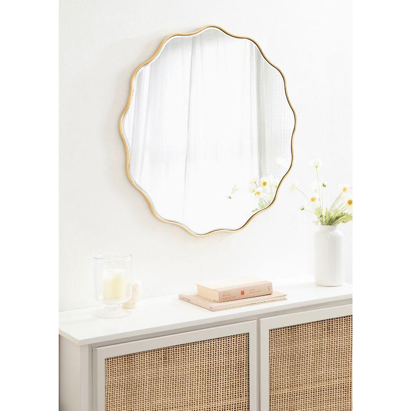 Kate & Laurel All Things Decor 32"x32" Viona Round Scalloped Mirror Gold: Luxury Glam Decor, No Assembly, Espejo