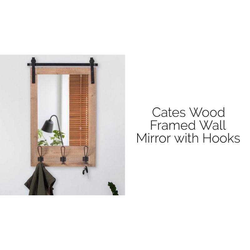 Cates 18x28 Graywash Rustic Farmhouse Wall Mirror with Hooks