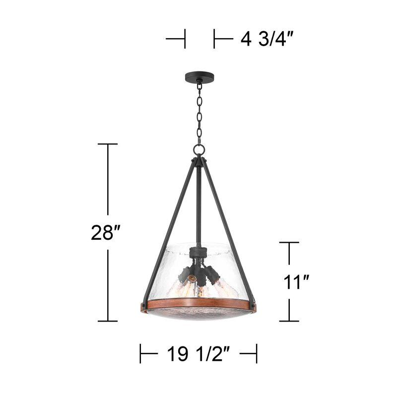Franklin Iron Works Dana 19 1/2" Farmhouse Rustic Pendant Chandelier Ceiling Light Fixture Dining Room Over Table Hanging 4-Light Black Wood Finish