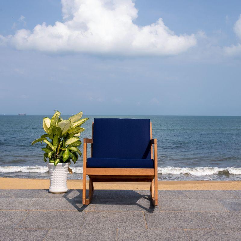 Vernon Rocking Chair Indoor/Outdoor - PAT7013 - Natural/Navy - Safavieh