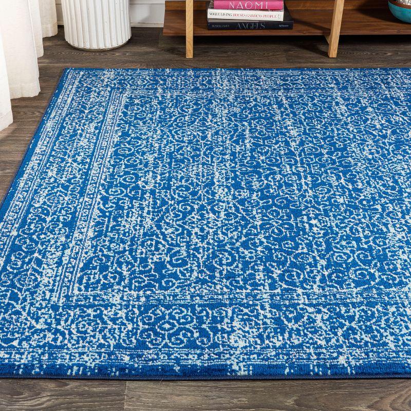 4'x6' Ferro Filigree Charcoal Black and White Area Rug, Blue - JONATHAN Y