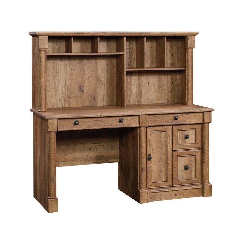 Palladia Computer Desk and Hutch Vintage Oak - Sauder: Home Office Workstation, Easy Glide Drawer