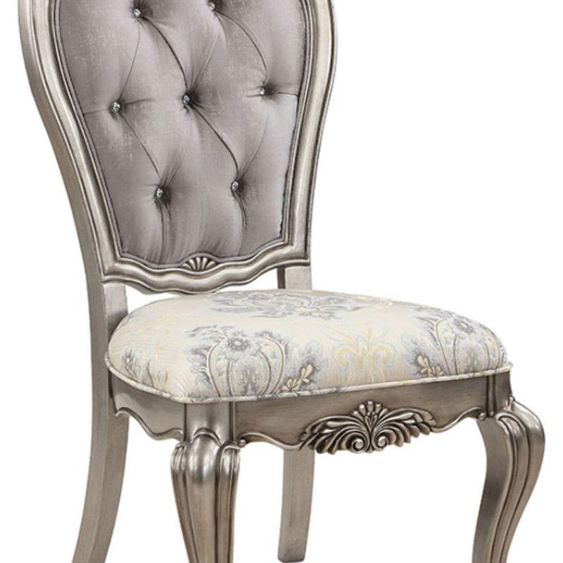 26" Ariadne Dining Chair Velvet, Antique Platinum Finish - Acme Furniture: No Assembly, Wood Frame