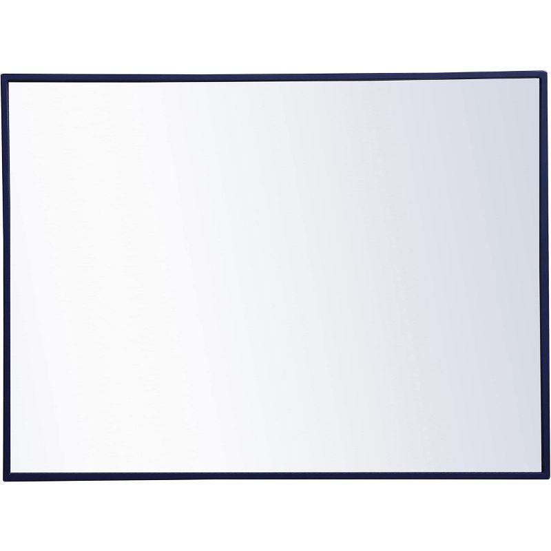 Contemporary Blue Wood Rectangular Wall Mirror 24x32 Inch