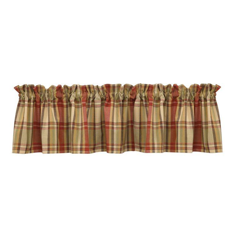 Red Plaid Cotton Farmhouse Kitchen Valance