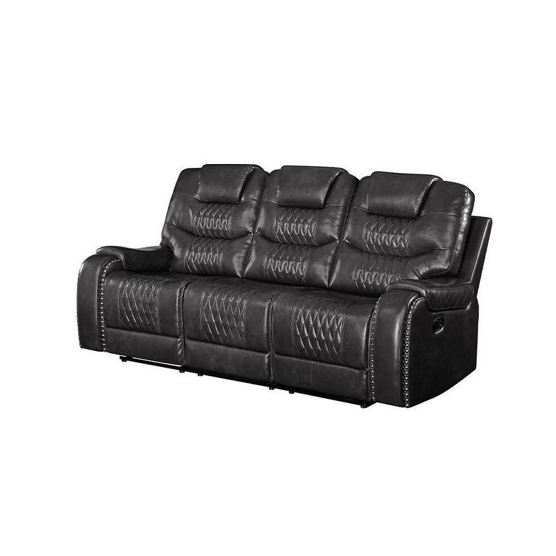 90" Braylon Sofa Magnetite PU - Acme Furniture: Reclining, Plush Cushioning, Includes 1 Pillow