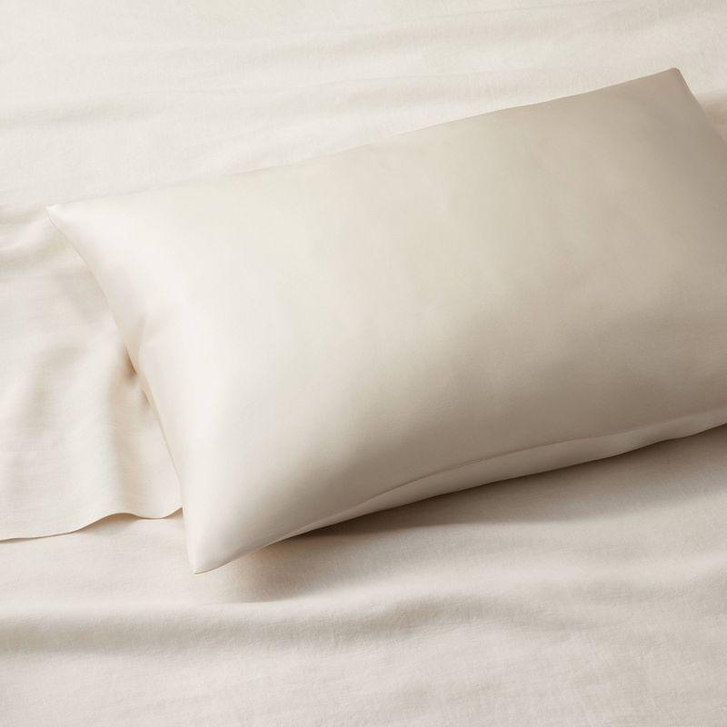 Standard Solid Silk Pillowcase Cream - Casaluna™: Hand Wash, Satin Construction, OEKO-TEX Certified