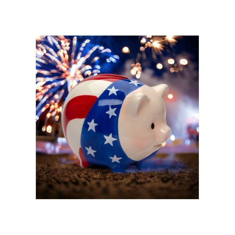 Kevins Gift Shoppe Ceramic American Flag Pig Piggy Bank